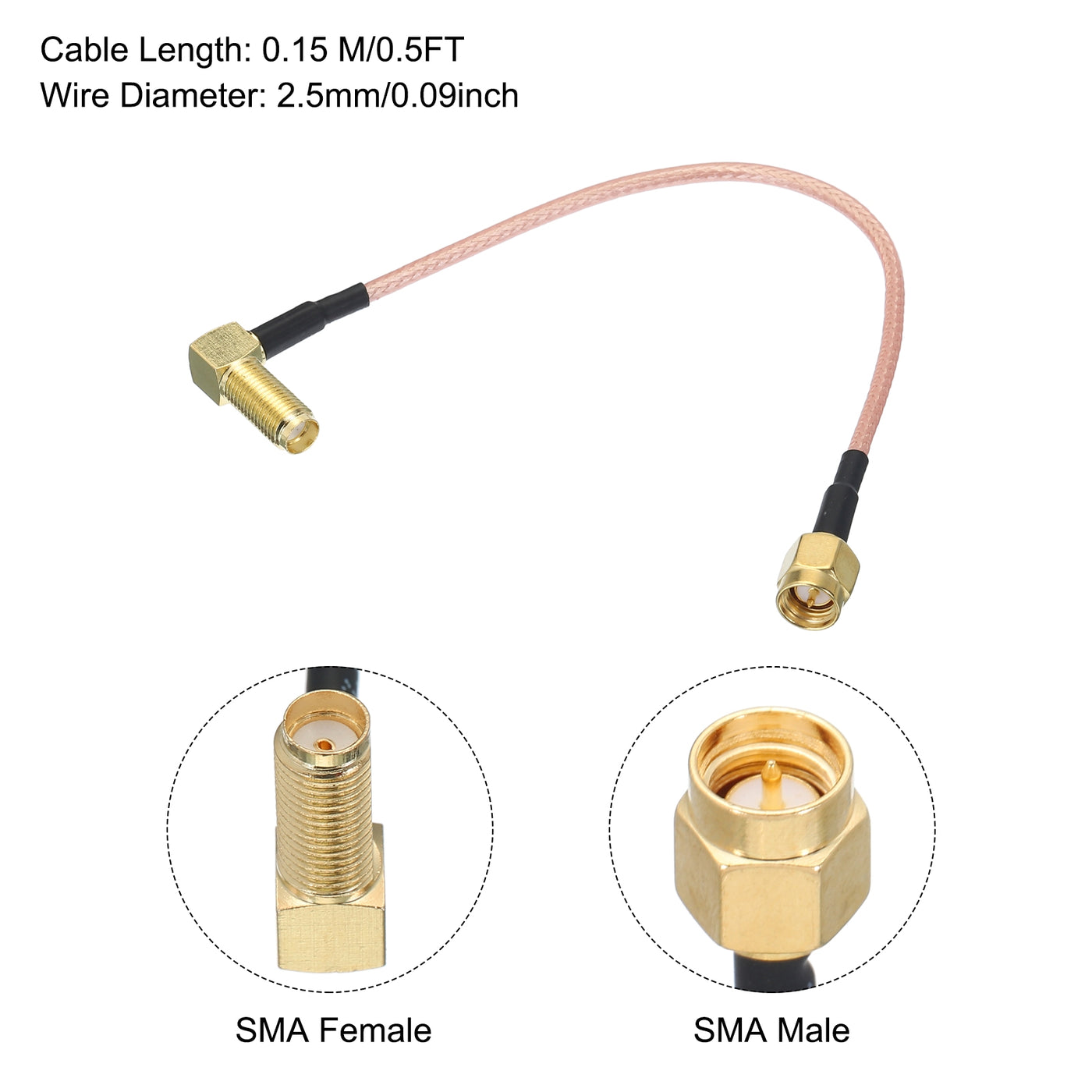 Harfington RG316 Coaxial Cables SMA Male to SMA Female Right Angle Low Loss Coaxial Cable