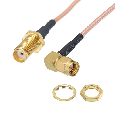 Harfington RG316 Coaxial Cables SMA Male Right Angle to SMA Female Low Loss Coaxial Cable 0.5FT Orange 1Pcs