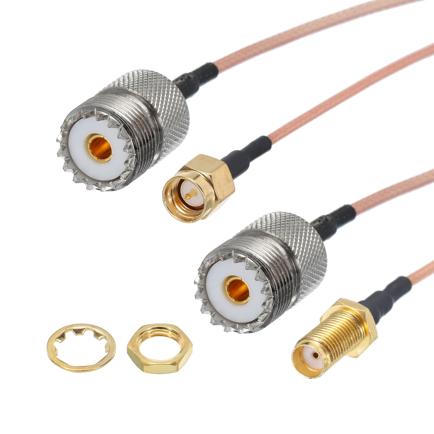 Harfington RG316 Koaxial Kabel UHF Buchse zu SMA Male/SMA Buchse Verlustarm Koaxial Kabel 0.5FT Orange 1Set