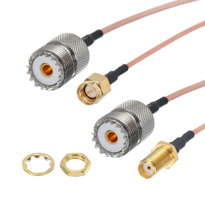 Harfington RG316 Coaxial Cables UHF Female to SMA Male/SMA Female Low Loss Coaxial Cable 0.5FT Orange 1Set