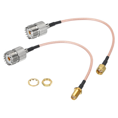 Harfington RG316 Koaxial Kabel UHF Buchse zu SMA Male/SMA Buchse Verlustarm Koaxial Kabel 0.5FT Orange 1Set