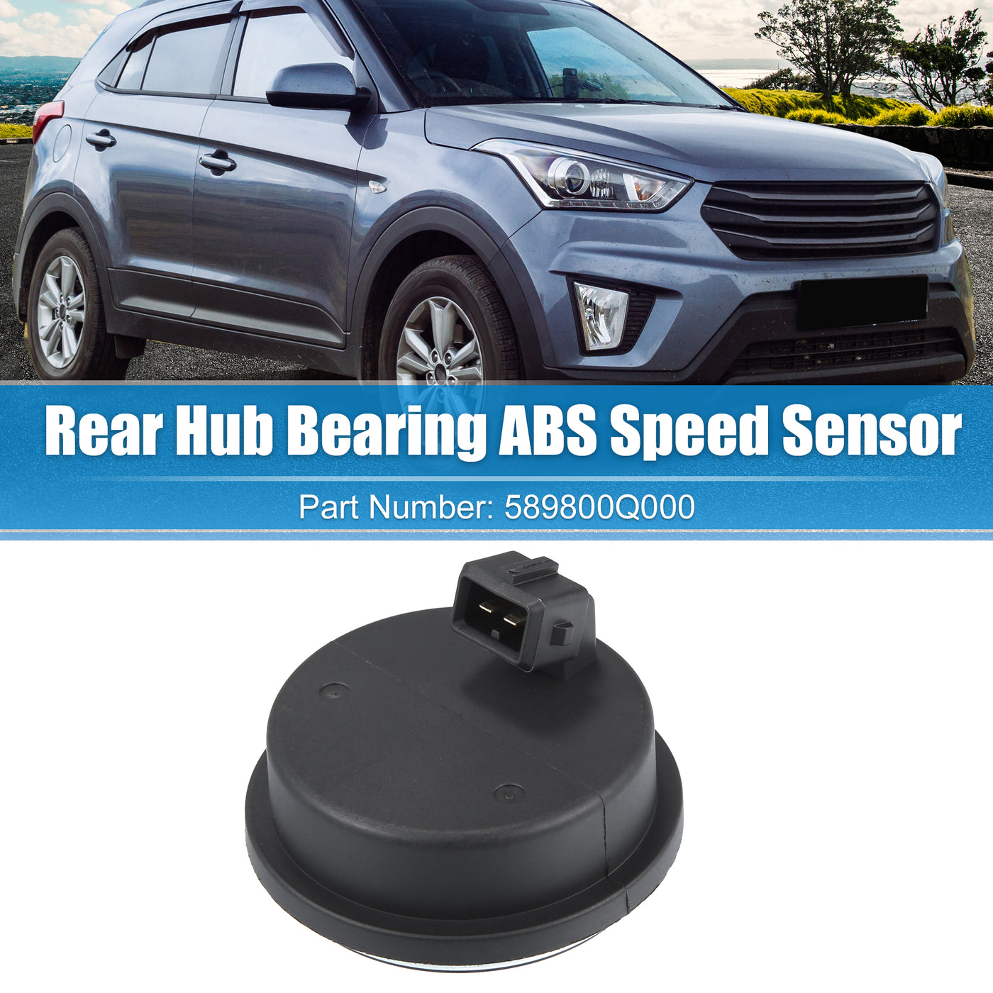 uxcell Uxcell Rear Hub Bearing ABS Speed Sensor for Hyundai Creta Ix25 2015-2021 No.589800Q000 Plastic Metal Black