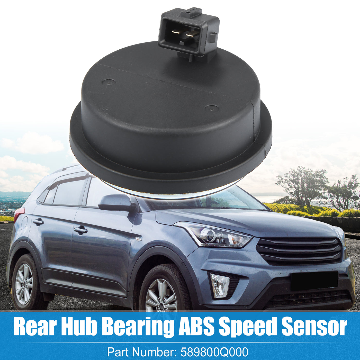 uxcell Uxcell Rear Hub Bearing ABS Speed Sensor for Hyundai Creta Ix25 2015-2021 No.589800Q000 Plastic Metal Black