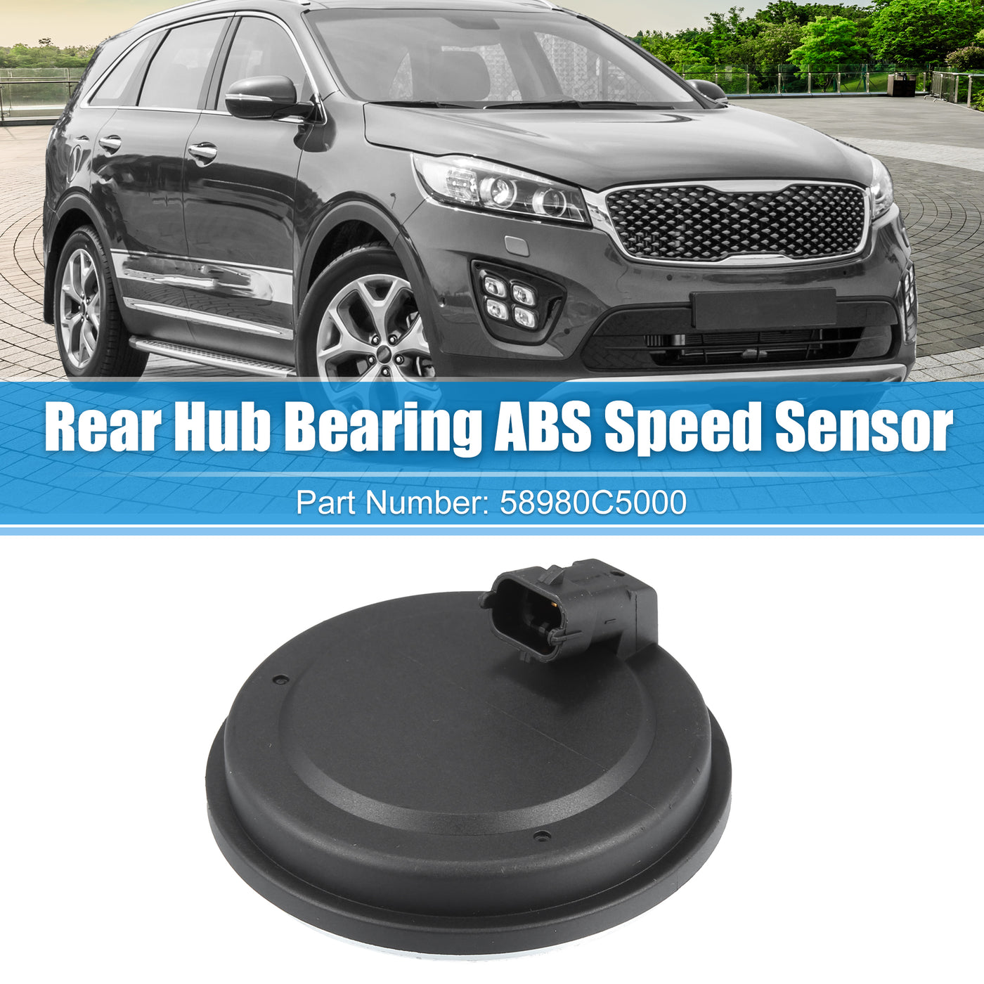 uxcell Uxcell Rear Hub Bearing ABS Speed Sensor for Kia Sorento 2015-2020 No.58980C5000 Plastic Metal Black