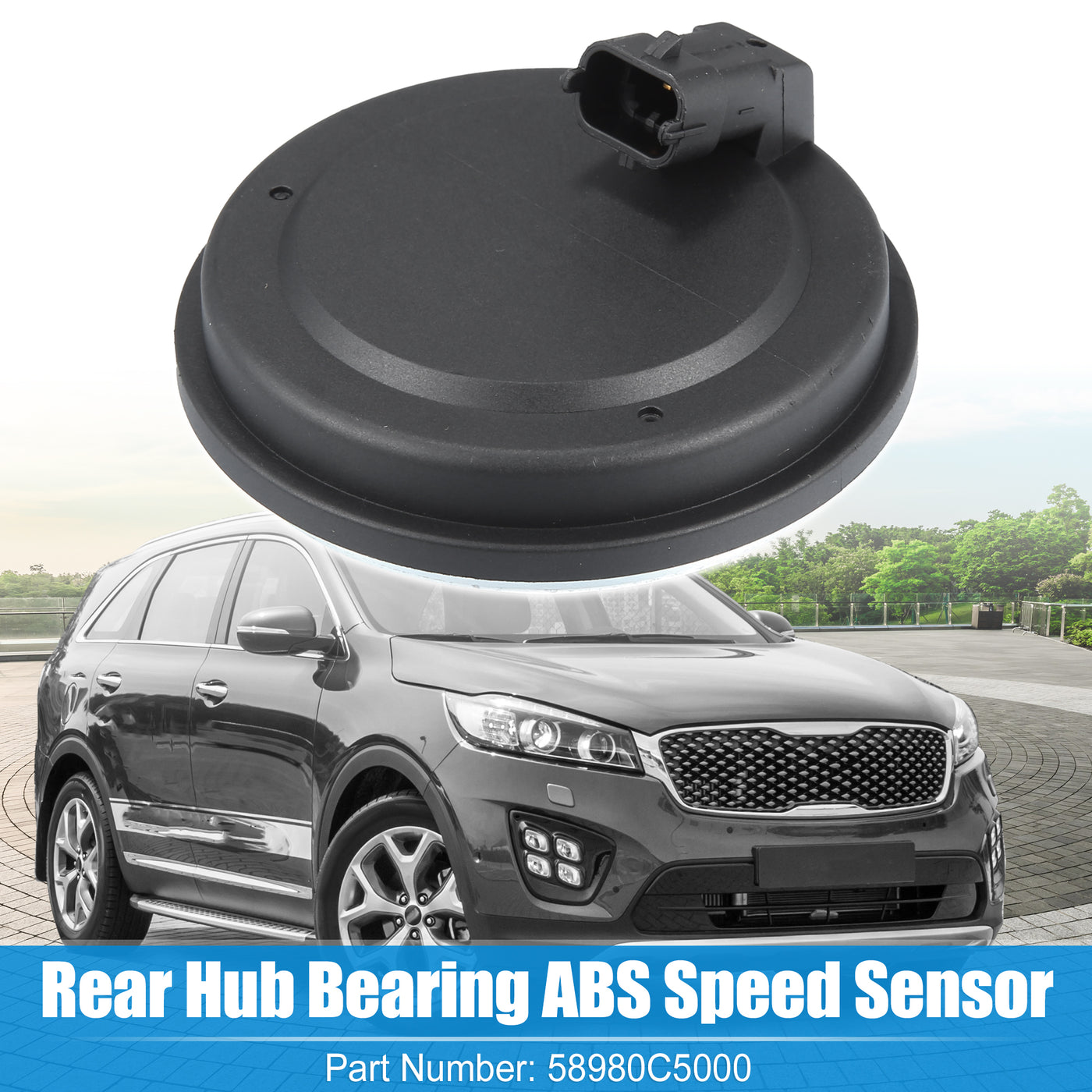 uxcell Uxcell Rear Hub Bearing ABS Speed Sensor for Kia Sorento 2015-2020 No.58980C5000 Plastic Metal Black