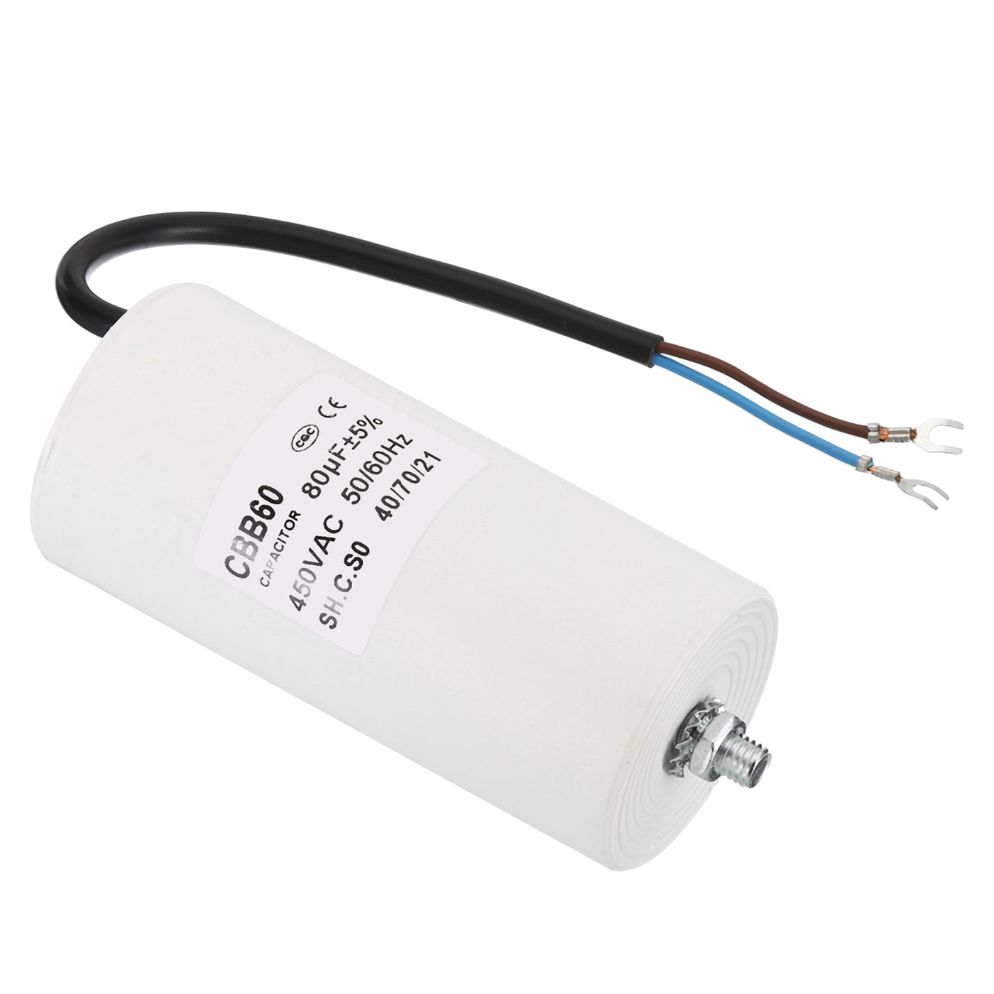 Harfington CBB60 80uf Running Capacitor,AC 450V U Terminal Wires 50/60Hz with M8 Screw