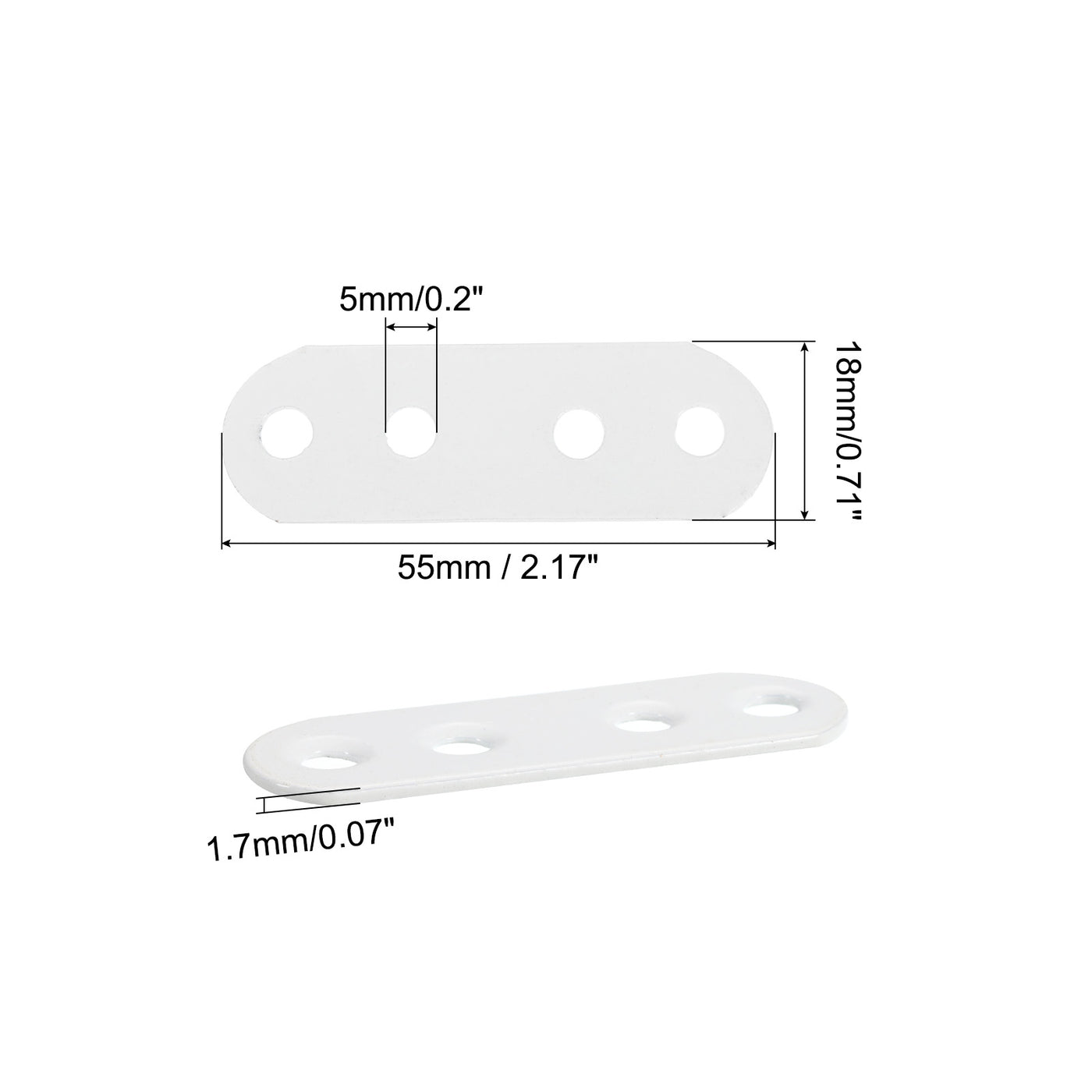 uxcell Uxcell 20Pcs Flat Straight Brackets, 55x5mm Iron Brace Plate with Screws for Wood Furniture Mending Repairing, White