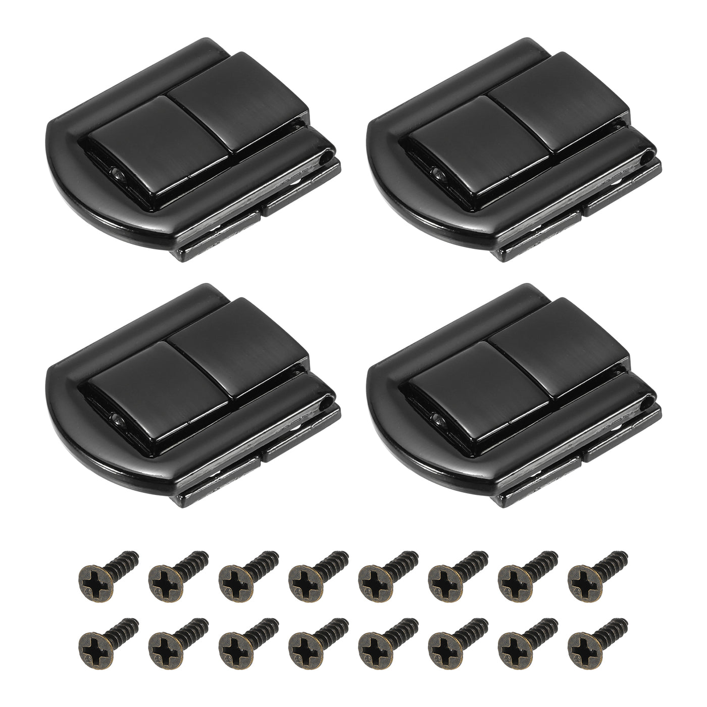 uxcell Uxcell 4Pcs 0.98" x 0.79" Zinc Alloy Toggle Catch Lock for Box Wooden Case, Black