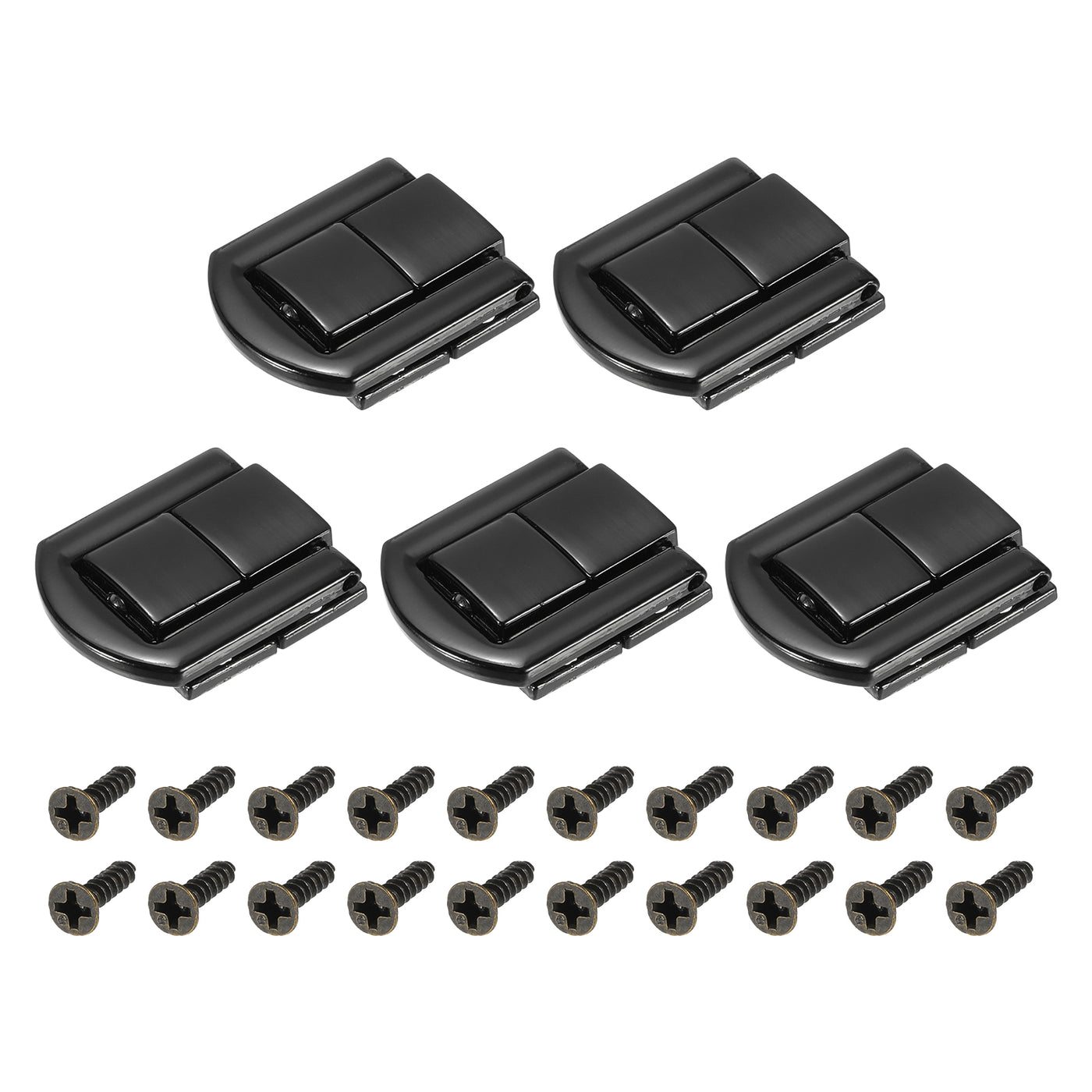 uxcell Uxcell 5Pcs 0.98" x 0.79" Zinc Alloy Toggle Catch Lock for Box Wooden Case, Black