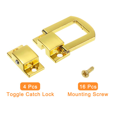 Harfington Uxcell 4Pcs 0.98" x 0.79" Zinc Alloy Toggle Catch Lock for Box Wooden Case, Gold