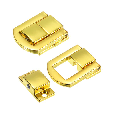 Harfington Uxcell 4Pcs 0.98" x 0.79" Zinc Alloy Toggle Catch Lock for Box Wooden Case, Gold