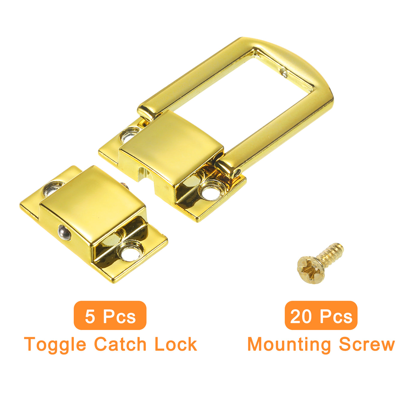 uxcell Uxcell 5Pcs 1.22" x 0.98" Zinc Alloy Toggle Catch Lock for Box Wooden Case, Gold