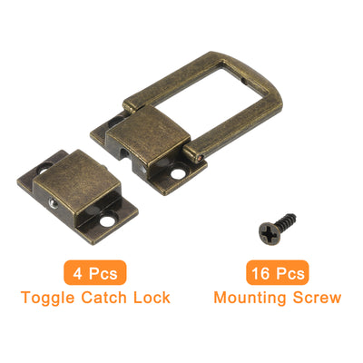 Harfington Uxcell 4Pcs 1.22" x 0.98" Zinc Alloy Toggle Catch Lock for Box Wooden Case, Bronze