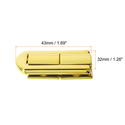 Harfington Uxcell 4Pcs 1.69" x 1.26" Zinc Alloy Toggle Catch Lock for Box Wooden Case, Gold