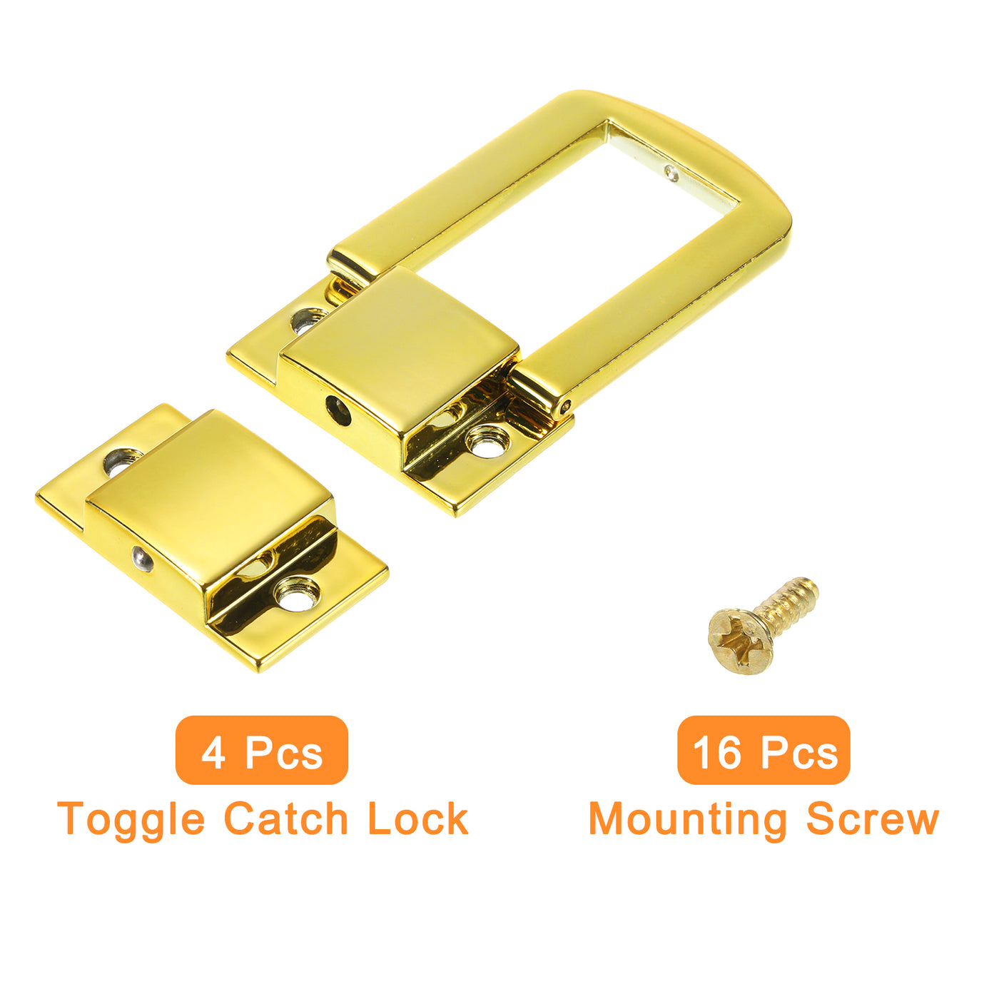 uxcell Uxcell 4Pcs 1.69" x 1.26" Zinc Alloy Toggle Catch Lock for Box Wooden Case, Gold