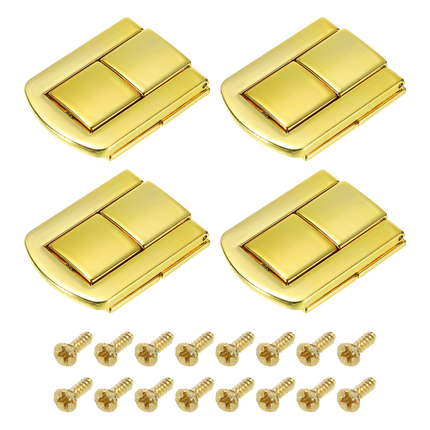 uxcell Uxcell 4Pcs 1.69" x 1.26" Zinc Alloy Toggle Catch Lock for Box Wooden Case, Gold