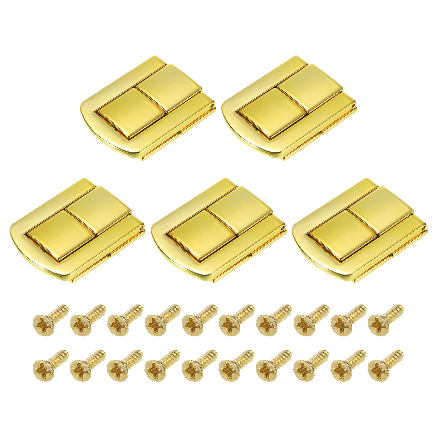 uxcell Uxcell 5Pcs 1.69" x 1.26" Zinc Alloy Toggle Catch Lock for Box Wooden Case, Gold