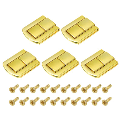 Harfington Uxcell 5Pcs 1.69" x 1.26" Zinc Alloy Toggle Catch Lock for Box Wooden Case, Gold