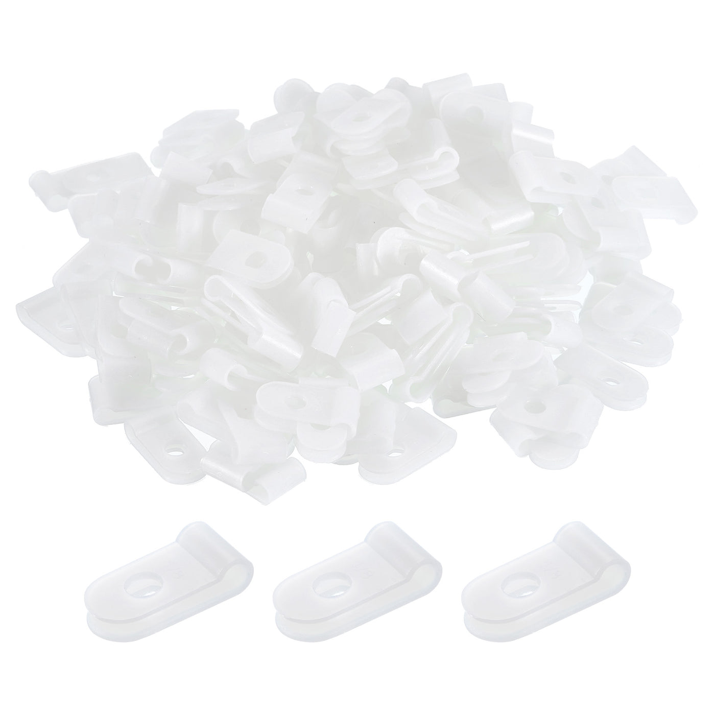 Harfington R-Type Cable Clamps, 3.3mm 0.12 Inch Cable Organizer Cord Clips White, 200pcs