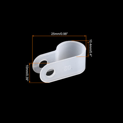 Harfington R-Type Cable Clamps, 10.4mm 0.4 Inch Cable Organizer Cord Clips White, 200pcs