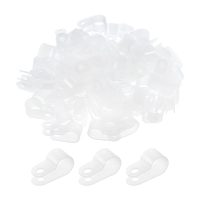 Harfington R-Type Cable Clamps, 10.4mm 0.4 Inch Cable Organizer Cord Clips White, 200pcs