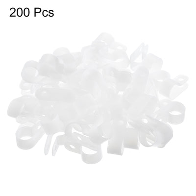 Harfington R-Type Cable Clamps, 13.2mm 0.51 Inch Cable Organizer Cord Clips White, 200pcs