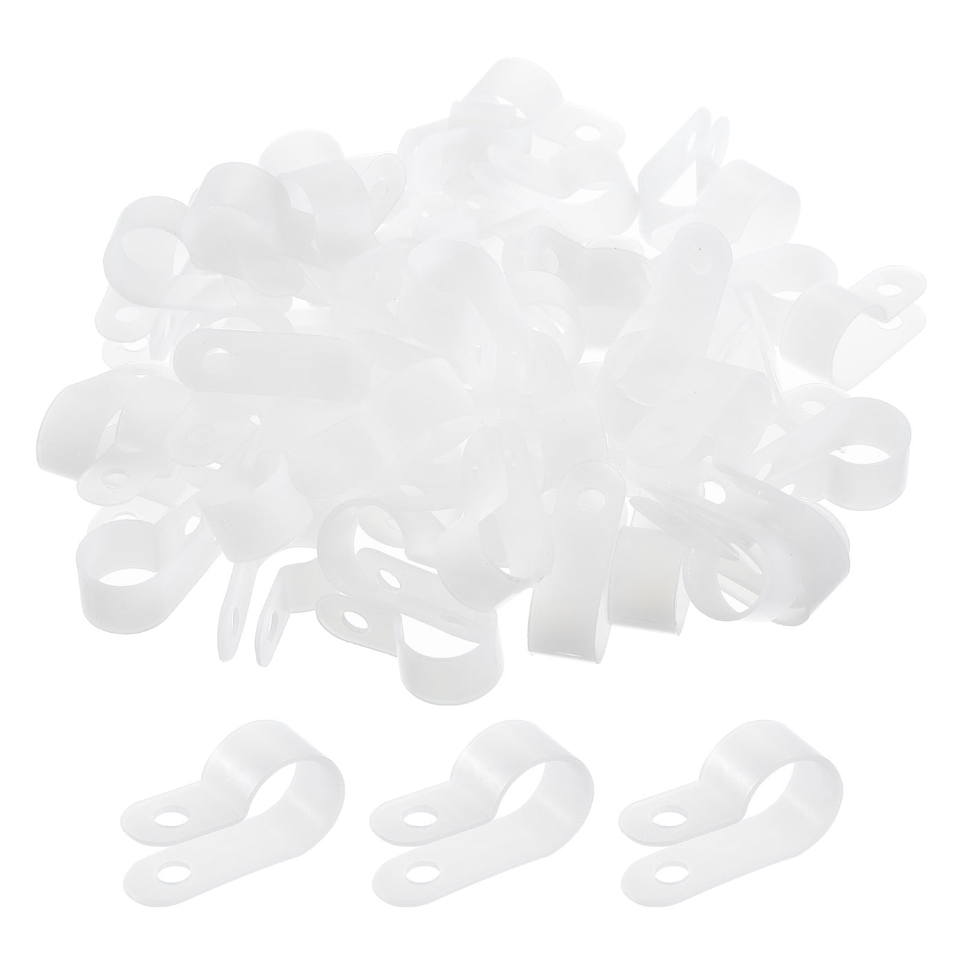 Harfington R-Type Cable Clamps, 13.2mm 0.51 Inch Cable Organizer Cord Clips White, 200pcs