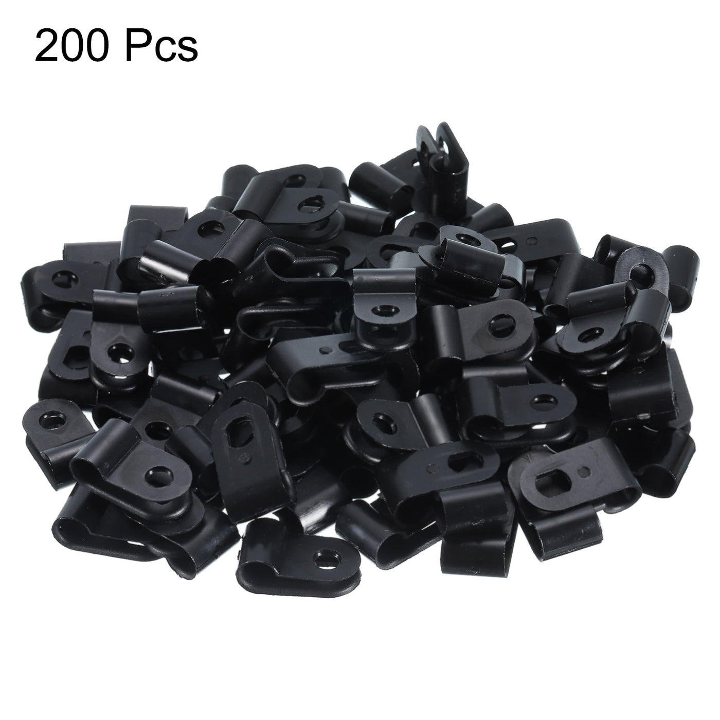 Harfington R-Type Cable Clamps, 5.2mm 0.2 Inch Cable Organizer Cord Clips Black, 200pcs