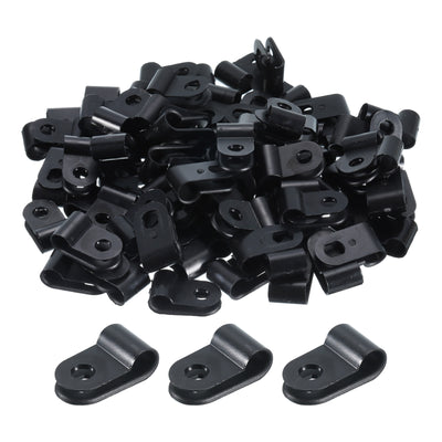 Harfington R-Type Cable Clamps, 5.2mm 0.2 Inch Cable Organizer Cord Clips Black, 200pcs