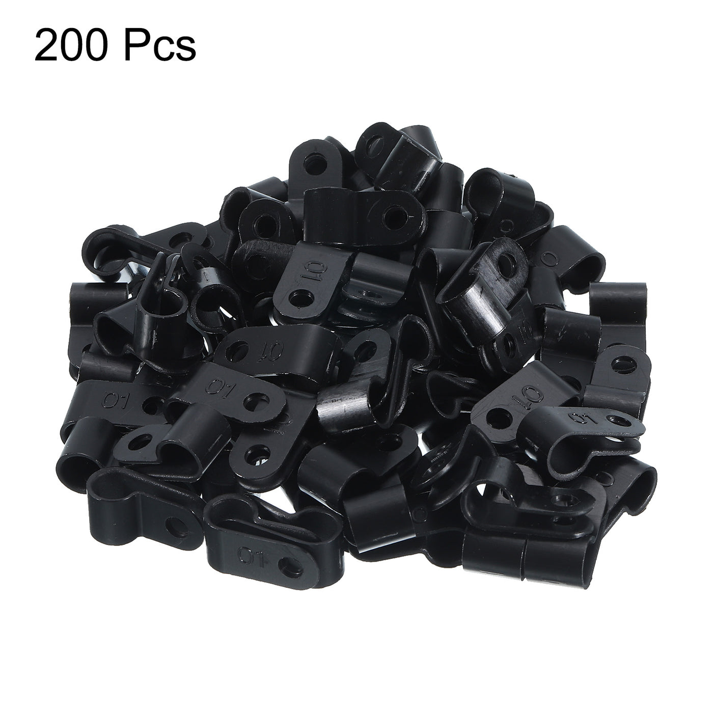 Harfington R-Type Cable Clamps, 6.4mm 0.25 Inch Cable Organizer Cord Clips Black, 200pcs