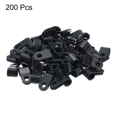 Harfington R-Type Cable Clamps, 8.4mm 0.33 Inch Cable Organizer Cord Clips Black, 200pcs