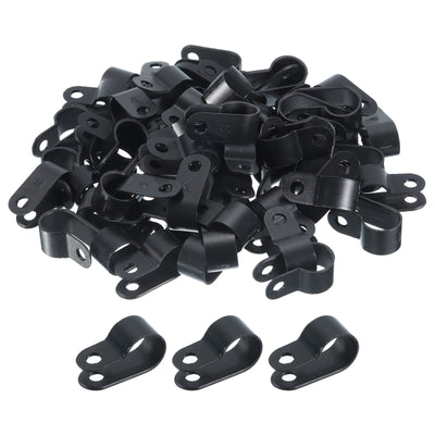 Harfington R-Type Cable Clamps, 10.4mm 0.4 Inch Cable Organizer Cord Clips Black, 200pcs