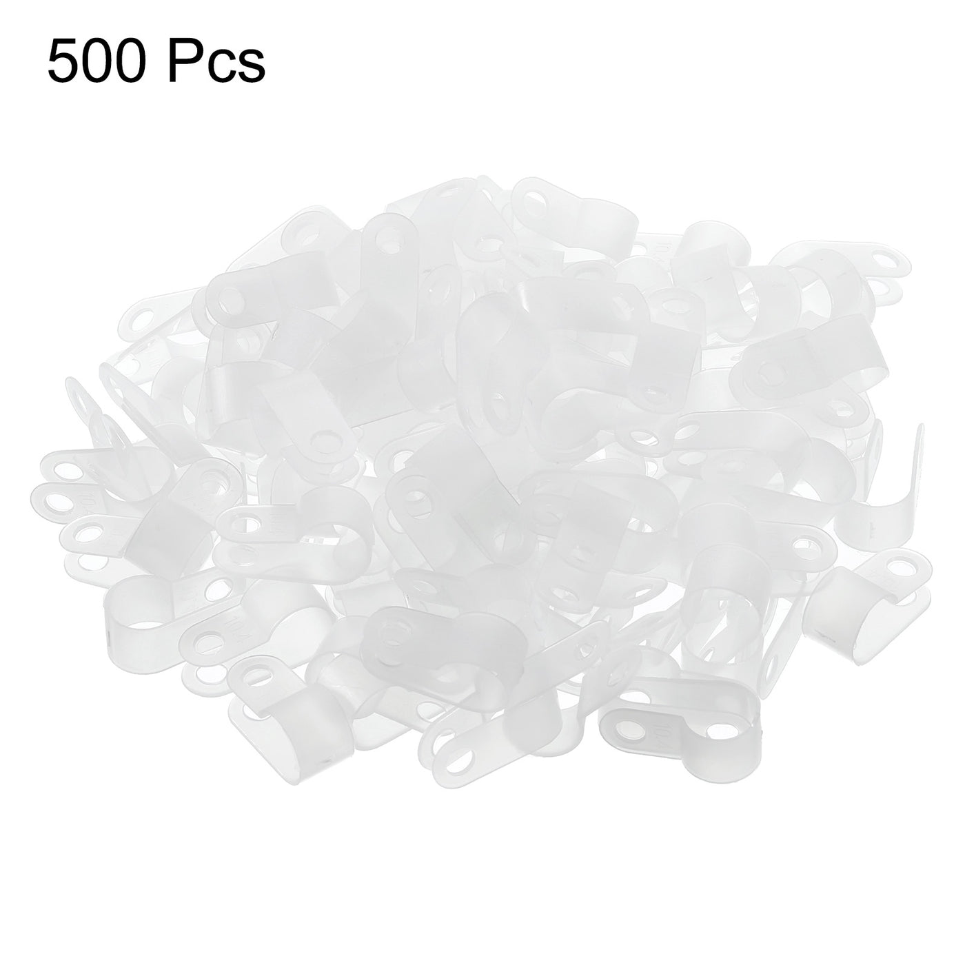 Harfington R-Type Cable Clamps, 10.4mm 0.4 Inch Cable Organizer Cord Clips White, 500pcs