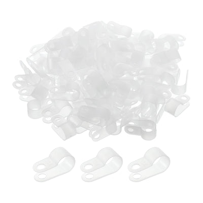 Harfington R-Type Cable Clamps, 10.4mm 0.4 Inch Cable Organizer Cord Clips White, 500pcs