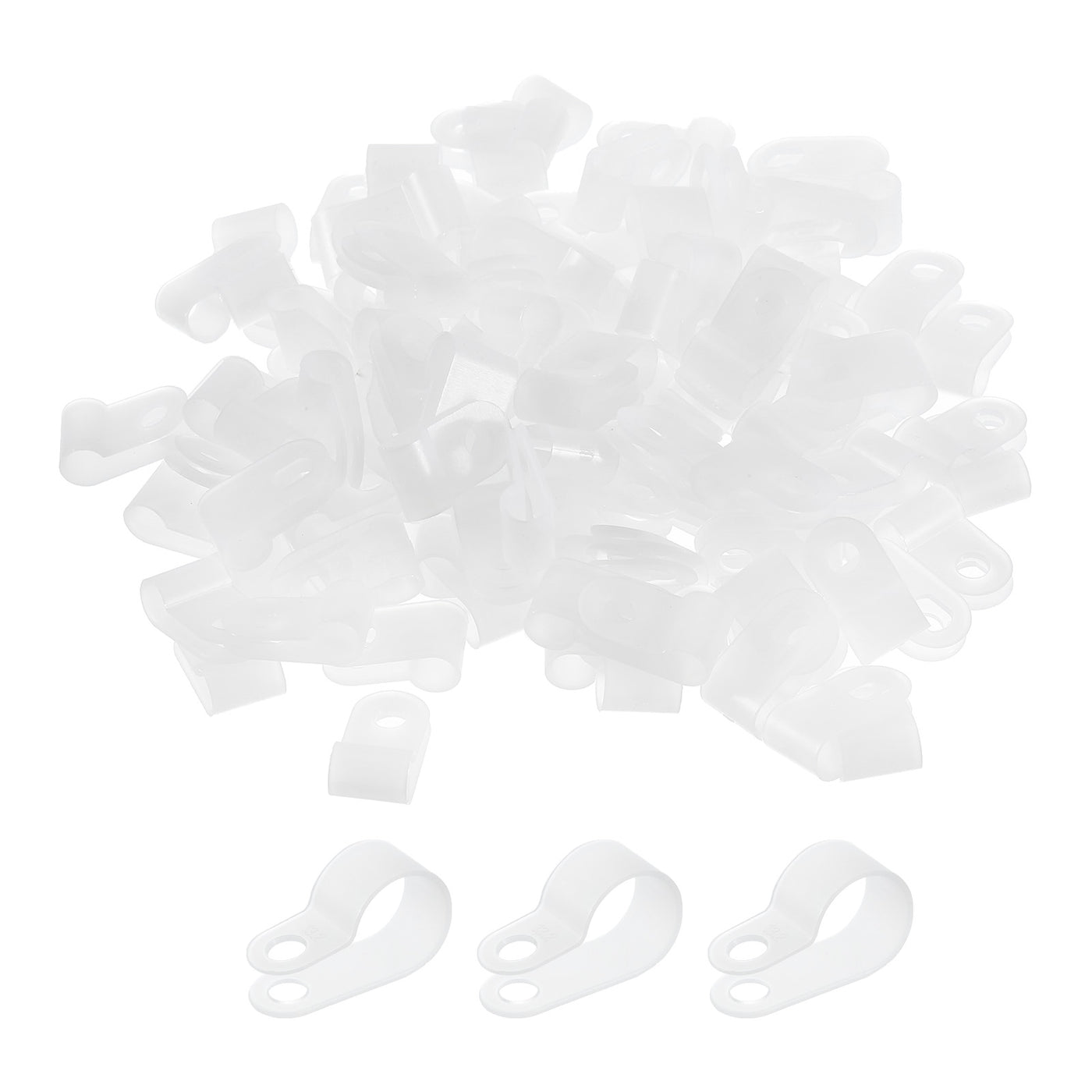 Harfington R-Type Cable Clamps, 13.2mm 0.51 Inch Cable Organizer Cord Clips White, 500pcs