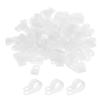 Harfington R-Type Cable Clamps, 13.2mm 0.51 Inch Cable Organizer Cord Clips White, 500pcs