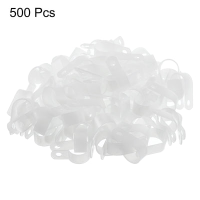 Harfington R-Type Cable Clamps, 16mm 0.62 Inch Cable Organizer Cord Clips White, 500pcs