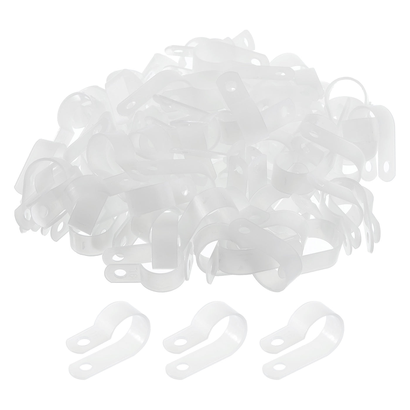 Harfington R-Type Cable Clamps, 16mm 0.62 Inch Cable Organizer Cord Clips White, 500pcs