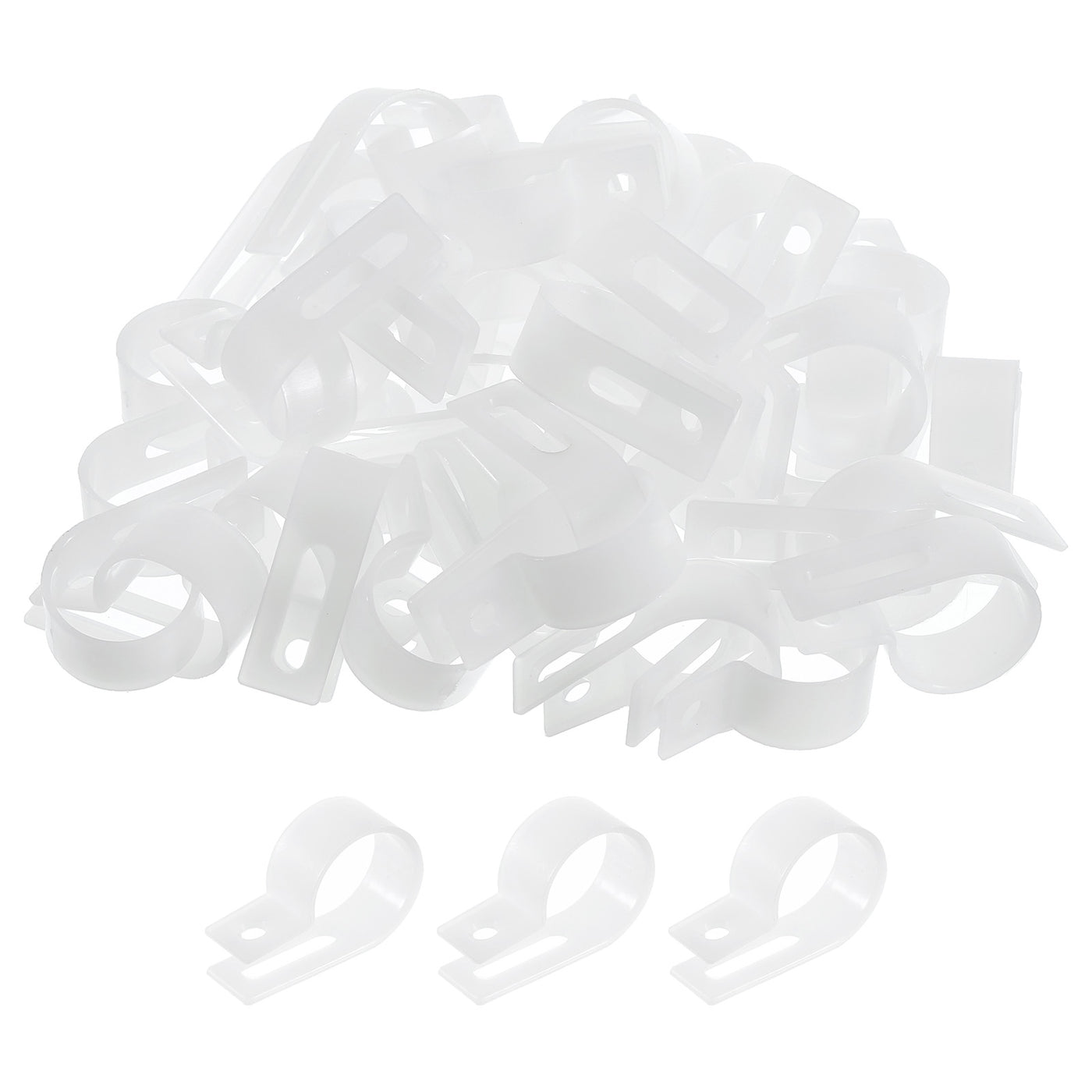 Harfington R-Type Cable Clamps, 19mm 0.74 Inch Cable Organizer Cord Clips White, 100pcs