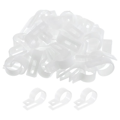 Harfington R-Type Cable Clamps, 19mm 0.74 Inch Cable Organizer Cord Clips White, 100pcs