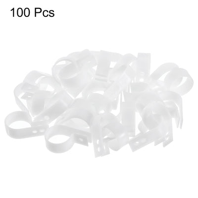 Harfington R-Type Cable Clamps, 23mm 0.9 Inch Cable Organizer Cord Clips White, 100pcs