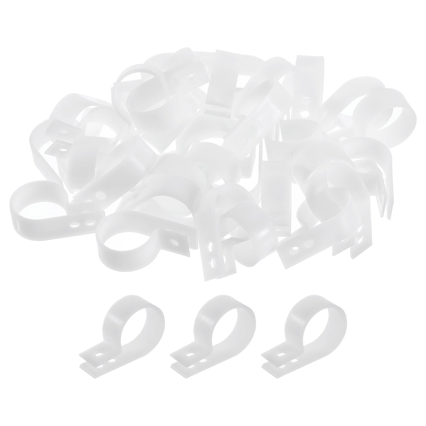 Harfington R-Type Cable Clamps, 23mm 0.9 Inch Cable Organizer Cord Clips White, 100pcs