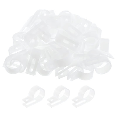 Harfington R-Type Cable Clamps, 19mm 0.74 Inch Cable Organizer Cord Clips White, 200pcs