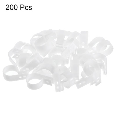 Harfington R-Type Cable Clamps, 23mm 0.9 Inch Cable Organizer Cord Clips White, 200pcs