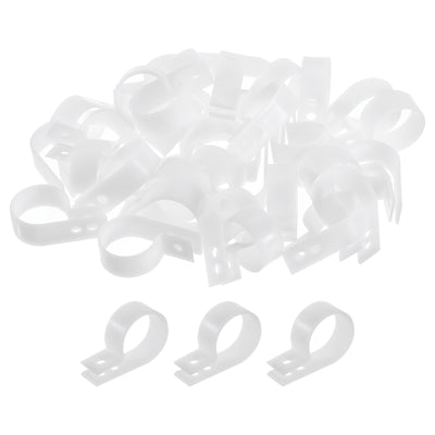 Harfington R-Type Cable Clamps, 23mm 0.9 Inch Cable Organizer Cord Clips White, 200pcs