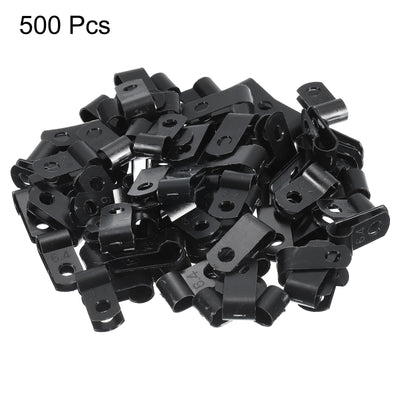 Harfington R-Type Cable Clamps, 6.4mm 0.25 Inch Cable Organizer Cord Clips Black, 500pcs