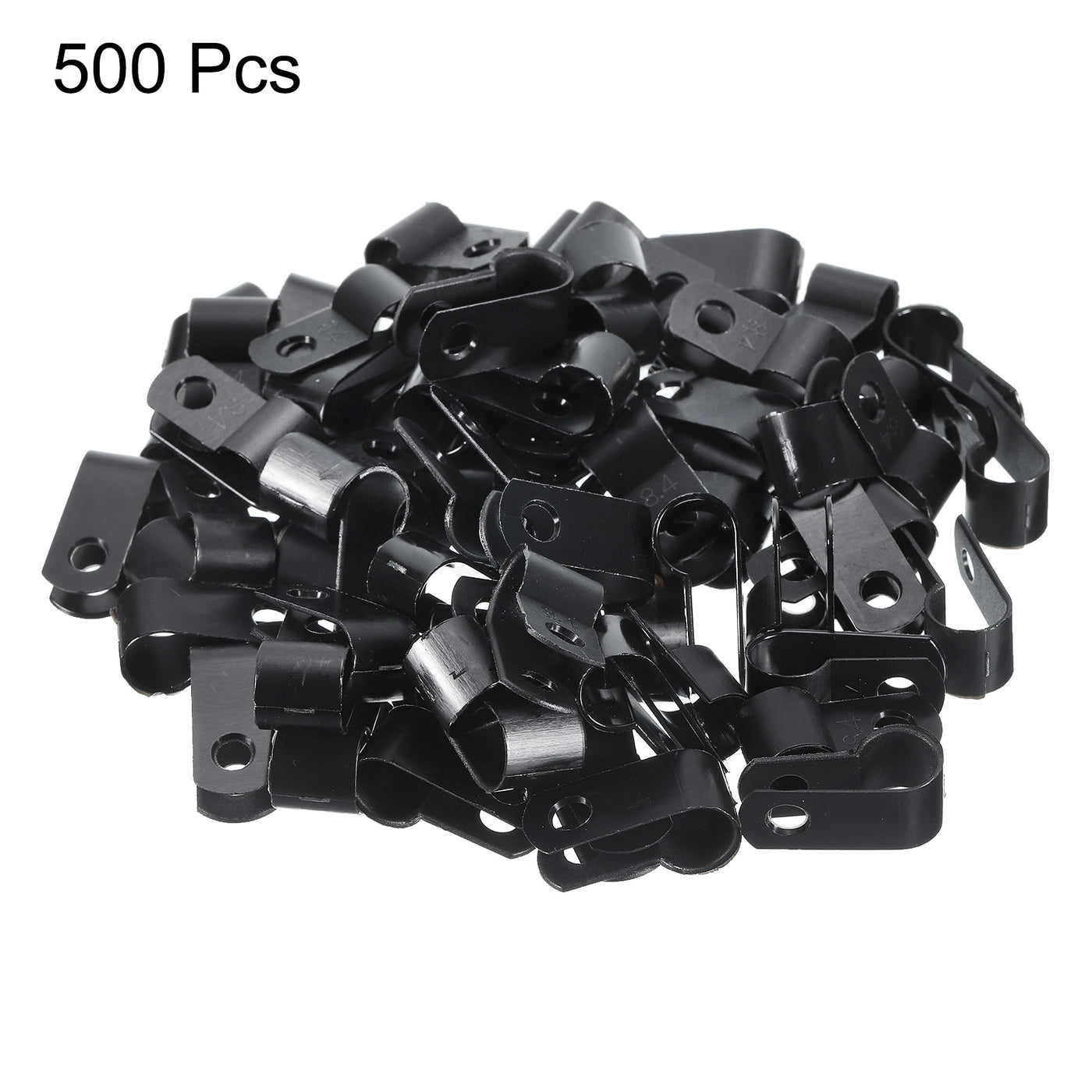 Harfington R-Type Cable Clamps, 8.4mm 0.33 Inch Cable Organizer Cord Clips Black, 500pcs