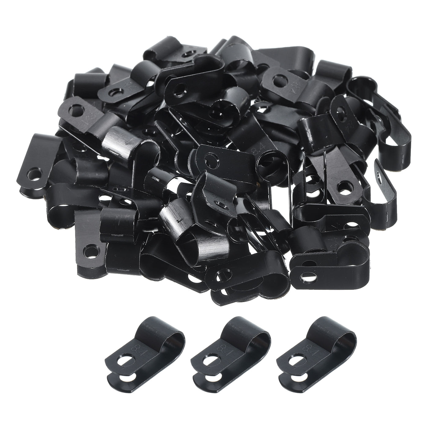 Harfington R-Type Cable Clamps, 8.4mm 0.33 Inch Cable Organizer Cord Clips Black, 500pcs