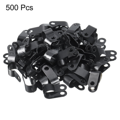 Harfington R-Type Cable Clamps, 10.4mm 0.4 Inch Cable Organizer Cord Clips Black, 500pcs