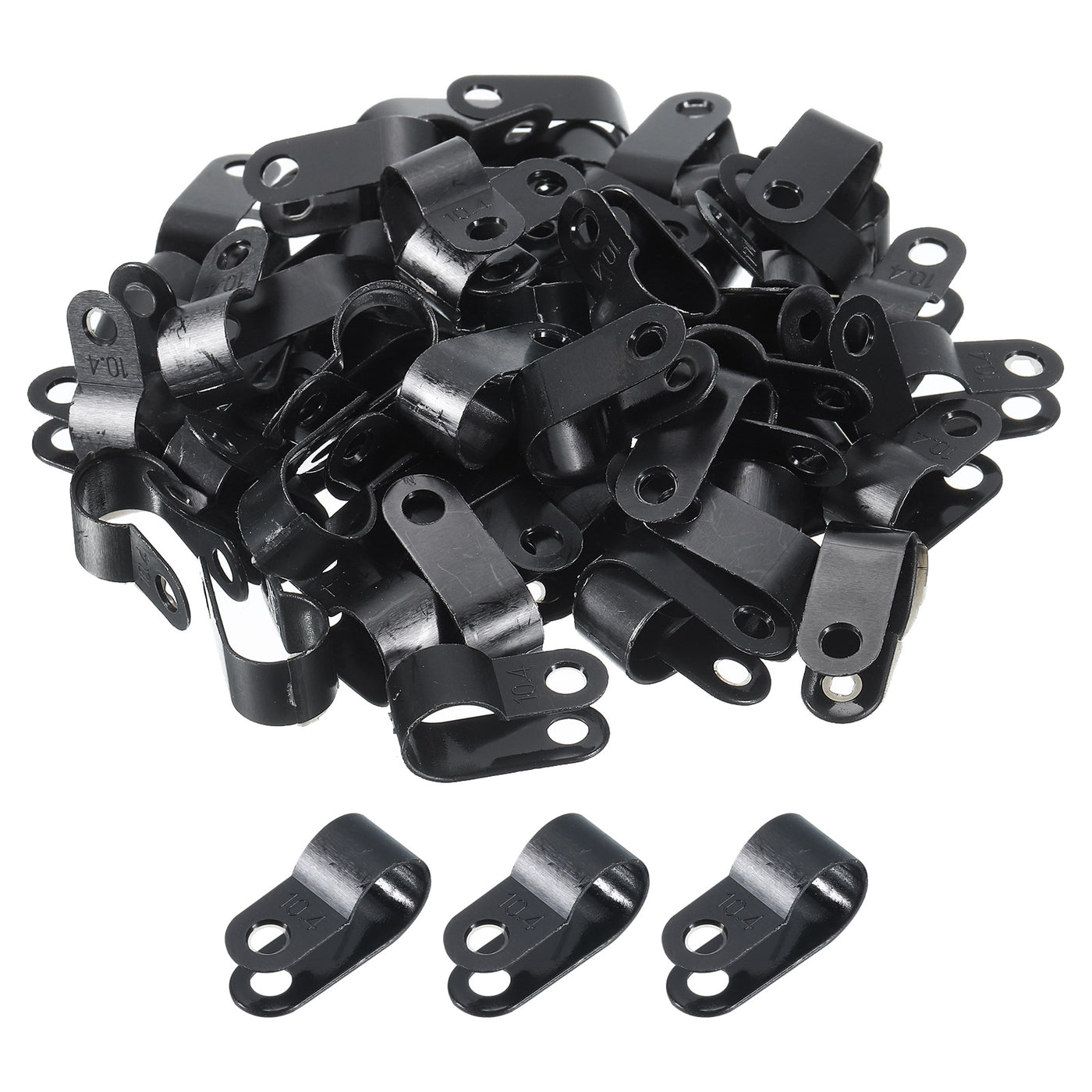 Harfington R-Type Cable Clamps, 10.4mm 0.4 Inch Cable Organizer Cord Clips Black, 500pcs